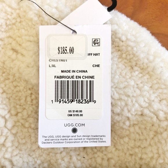 NWT UGG Genuine Sheepskin Cuff Winter Hat Waterproof Curly Shearling Beanie L/XL - Picture 4 of 15